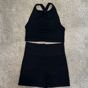 Aritzia Tna Black Halter Top and Shorts Set